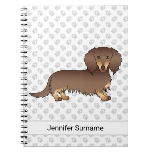 Cuaderno Chocolate y Tan Perro Dachshund de Pelo Largo y Te