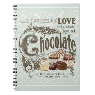 Cuaderno chocolates modernos del francés del vintage