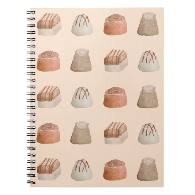 Cuaderno Chocolates Watercolor Pattern Notebook (Frente)