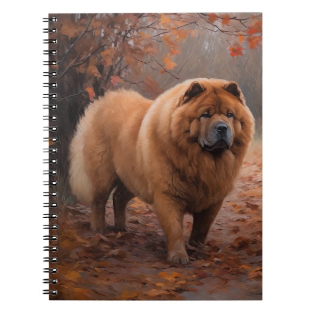 Cuaderno Chow Chow en otoño se inspira en la caída de las h (Frente)