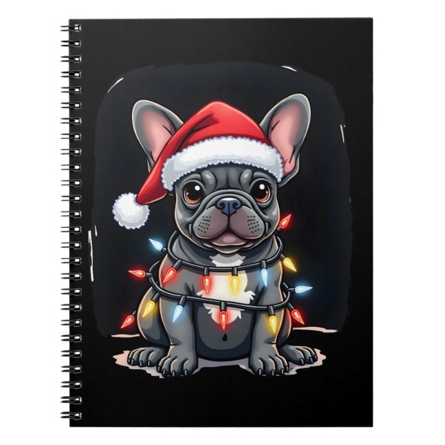 Cuaderno Christmas Dog French Bulldog Xmas Frenchie Men Wom (Frente)