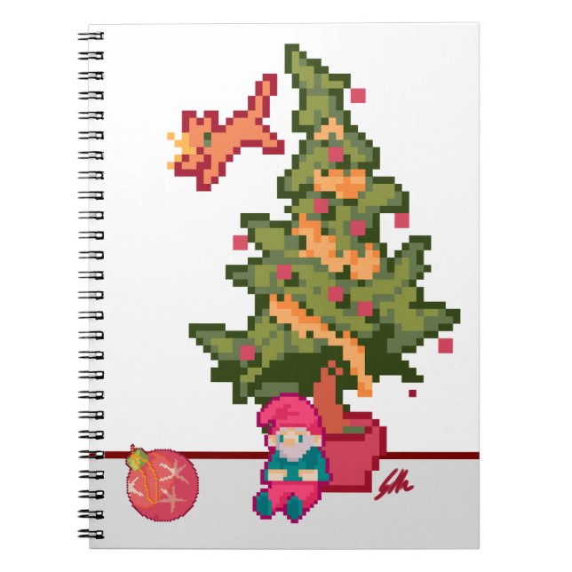 Cuaderno Christmas gnoom tree Pixelart, Pixel Art  (Frente)