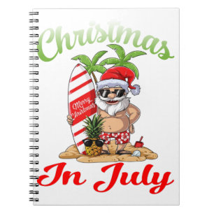 Cuaderno Christmas in July Santa Hawaiian Surfing T Shirt