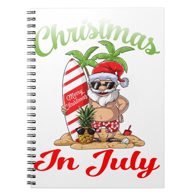 Cuaderno Christmas in July Santa Hawaiian Surfing T Shirt (Frente)