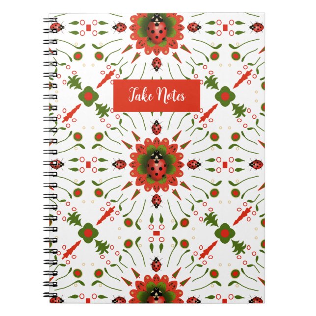 Cuaderno Christmas Ladybug Red, White, Green Spiral (Frente)