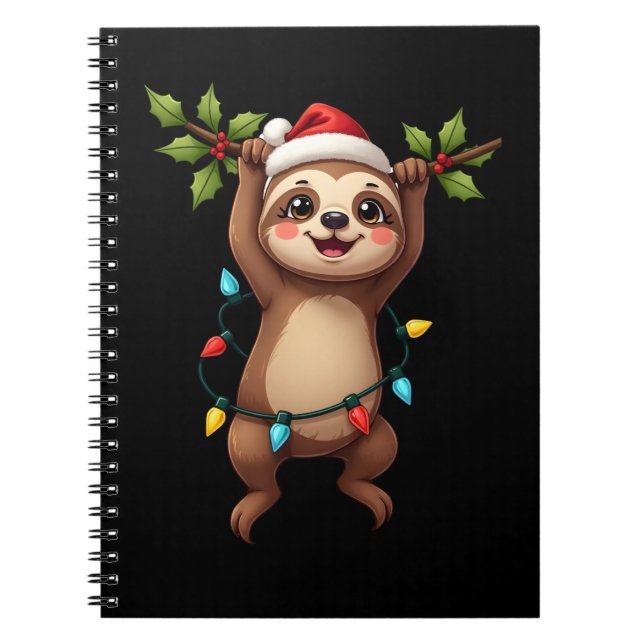 Cuaderno Christmas Lights Sloth Wearing Xmas Hat - Sloth Lo (Frente)
