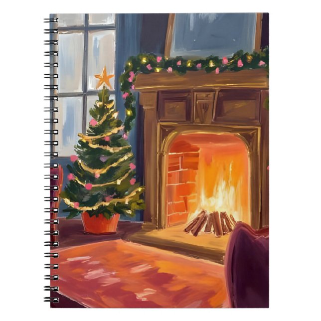 Cuaderno Christmas Morning Fireplace Holiday Watercolor (Frente)