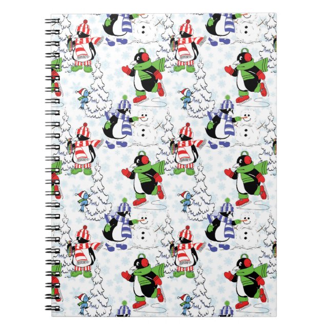 Cuaderno Christmas penguin ice skating (Frente)