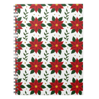 Cuaderno Christmas Poinsettia Floral Pattern | Red Green