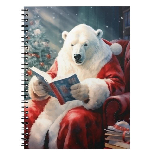 Cuaderno Christmas Polar Bear reading (Frente)