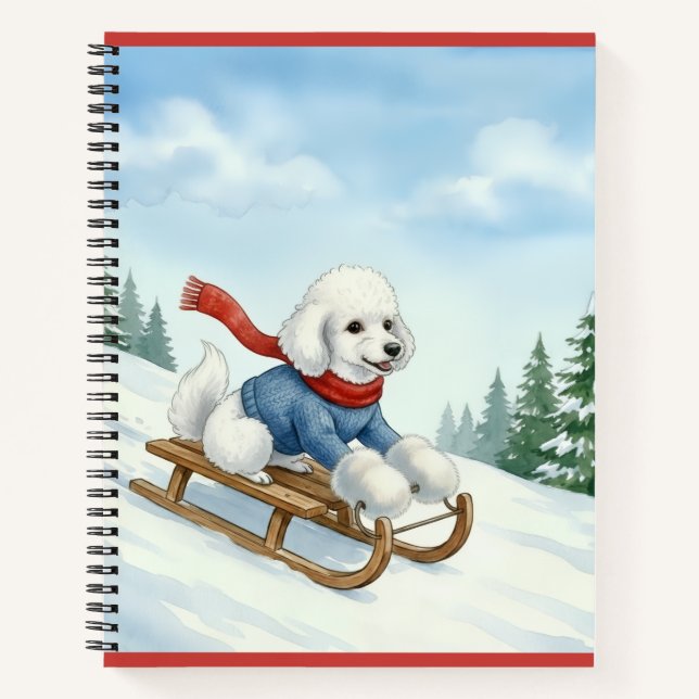 Cuaderno Christmas Poodle Sledding, Notebook (Anverso)
