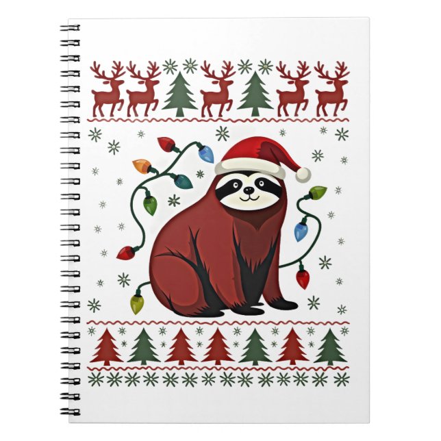 Cuaderno Christmas Shirt for Sloth Lover Gift Santa Buffalo (Frente)