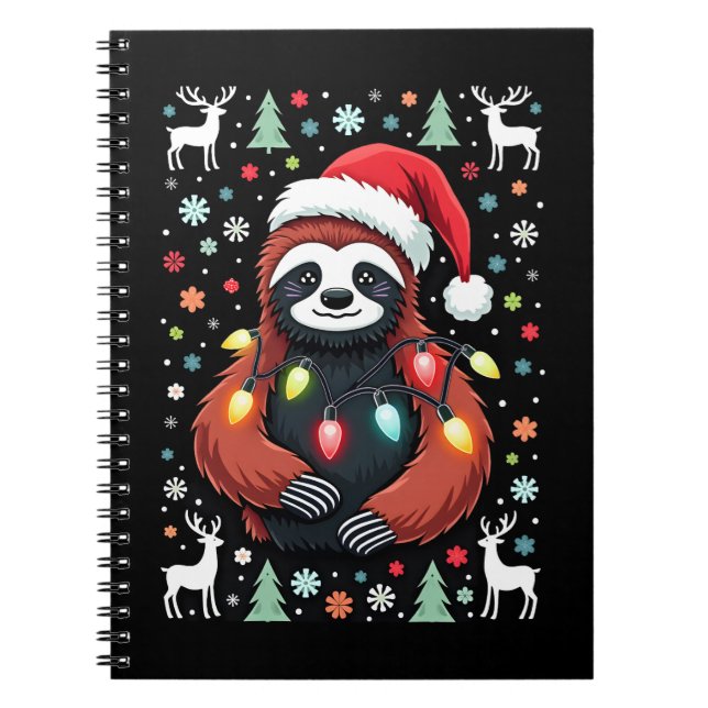 Cuaderno Christmas Shirt for Sloth Lover Gift Santa Buffalo (Frente)