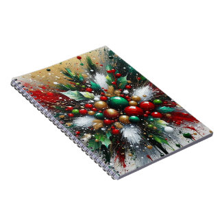 Cuaderno Christmas Splatter / White Bursts Spiral Notebook