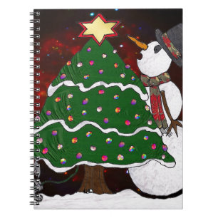 Cuaderno Christmas Tree Snowman Surprise Art Print