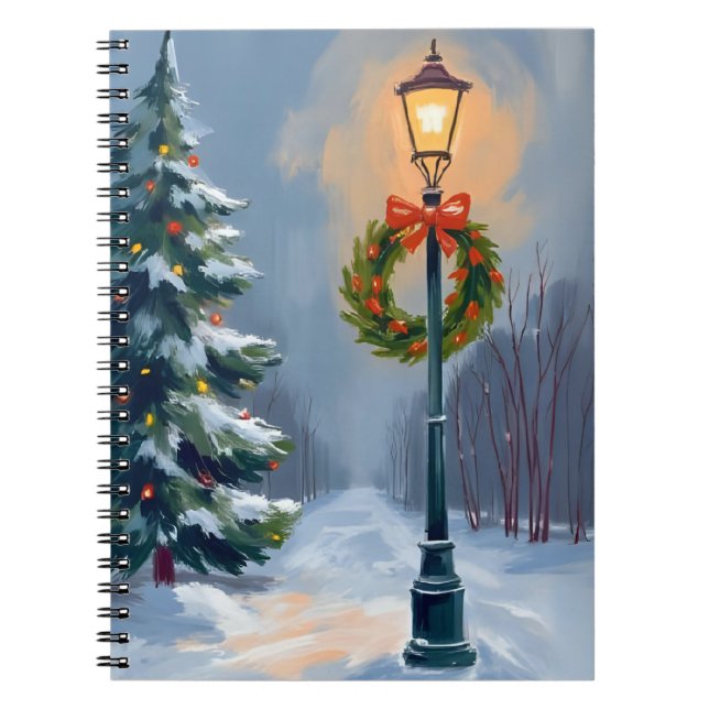 Cuaderno Christmas Wreath Lightpole Tree (Frente)
