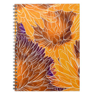 Cuaderno Chrysanthemum japonés: Patrulla acuarela sin mar