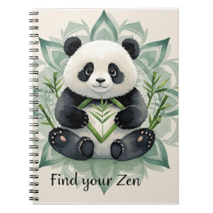 Cuaderno Chubby panda sentado en la pose del loto Zen