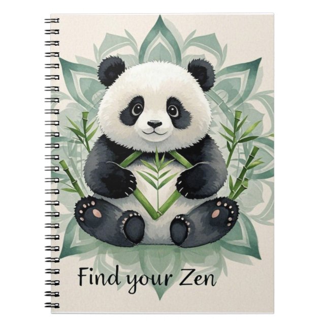 Cuaderno Chubby panda sentado en la pose del loto Zen (Frente)