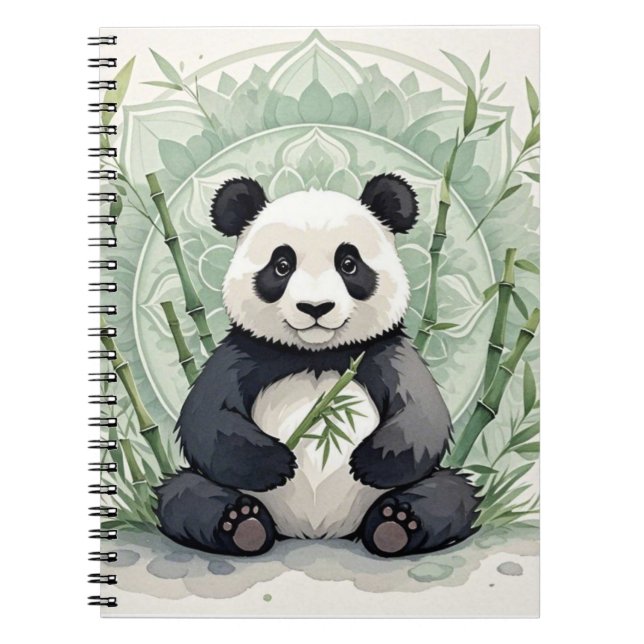 Cuaderno Chubby panda sentado en una pose de loto (Frente)
