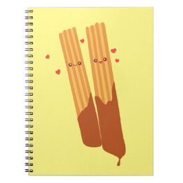 Cuaderno Churros españoles románticos azules con chocolate