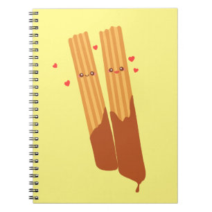 Cuaderno Churros españoles románticos azules con chocolate