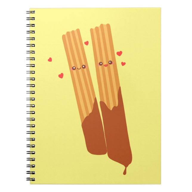 Cuaderno Churros españoles románticos azules con chocolate (Frente)