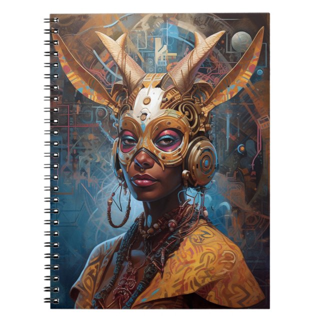 Cuaderno Ciberpunk de ciencia ficción Antelope Headdress (Frente)