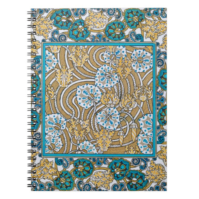 Cuaderno ciclamen azul arte nuevo flor botánica (Frente)