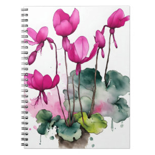 Cuaderno Ciclamen - Flores de acuarela