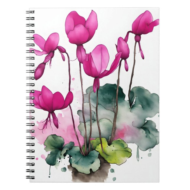 Cuaderno Ciclamen - Flores de acuarela (Frente)
