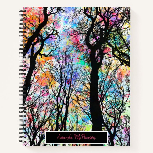 Cuaderno Cielo arcoiris personalizado con siluetas (Anverso)