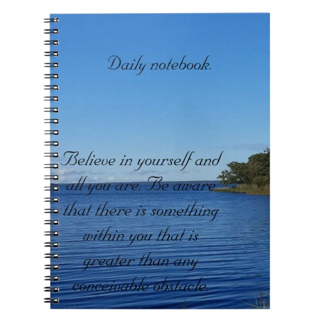 Cuaderno Cielo azul Lago de verano foto diaria (Frente)
