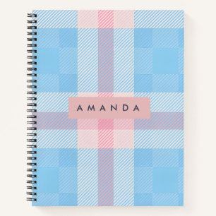 Cuaderno Cielo Azul y Rosa Beige a Cuadros Personalizado