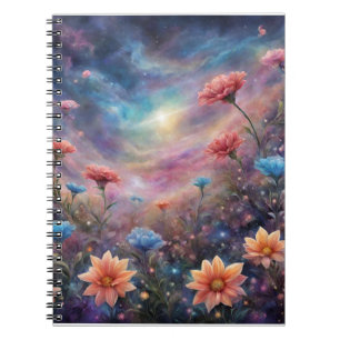 Cuaderno Cielo cósmico con flores de fantasía