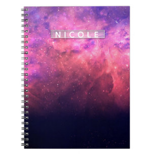Cuaderno Cielo Estrellado Cósmico Galaxia Rosa Púrpura Fueg