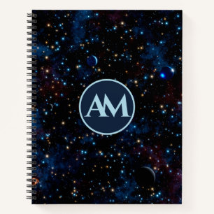 Cuaderno Cielo nocturno con estrellas y planetas personaliz