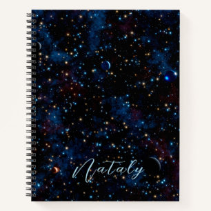 Cuaderno Cielo nocturno con estrellas y planetas personaliz