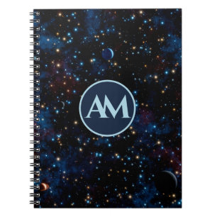 Cuaderno Cielo nocturno con estrellas y planetas personaliz
