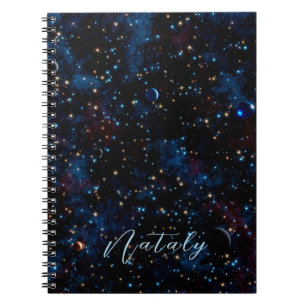Cuaderno Cielo nocturno con estrellas y planetas personaliz