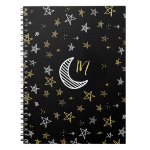 Cuaderno Cielo Nocturno Con Luna Y Estrellas