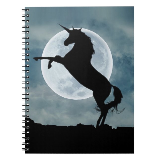 Cuaderno Cielo nocturno de la silueta de unicornio, ZKOA (Frente)