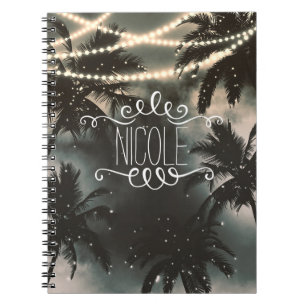 Cuaderno Cielo Nocturno Encantado Palmeras y Luces de Caden