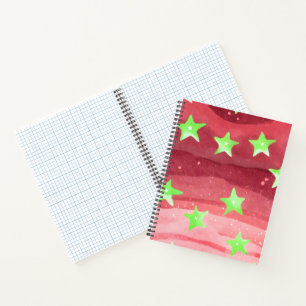 Cuaderno cielo rojo con estrellas