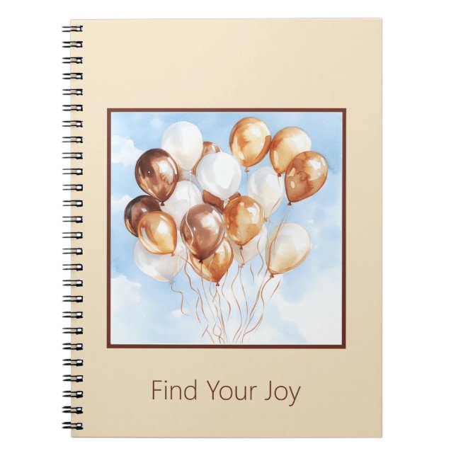 Cuaderno Cielos Azules Crema Globos Blancos Dorados (Frente)
