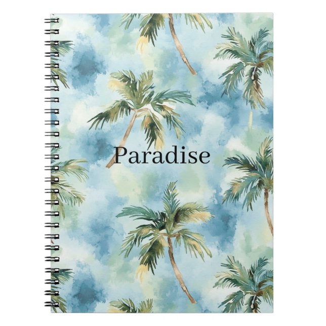 Cuaderno Cielos Azules Isla Tropical Palmeras   (Frente)