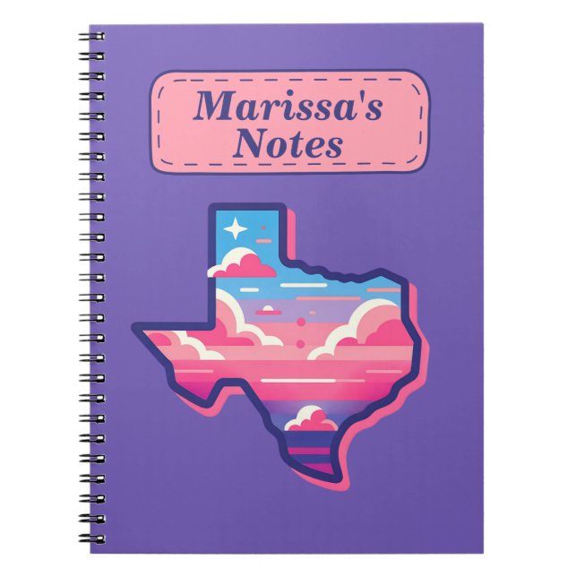 Cuaderno Cielos de Algodón de Azúcar Rosa y Azul de Texas (Frente)