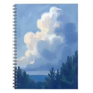 Cuaderno Cielos Nublados   Pintura de Acuarela del Bosque A