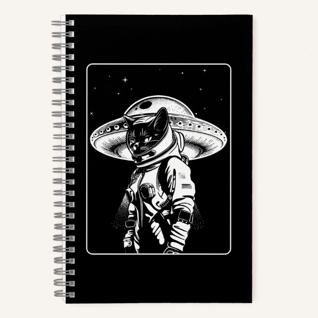 Cuaderno Ciencia Ficción OvnI Alien Astronauta Gato (Anverso)