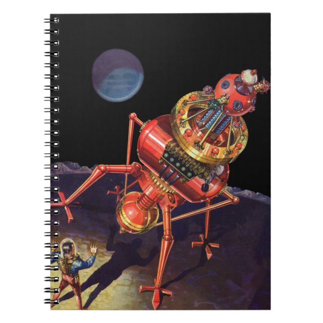 Cuaderno Ciencia Ficción Vintage Astronauta con Robot Alien (Frente)